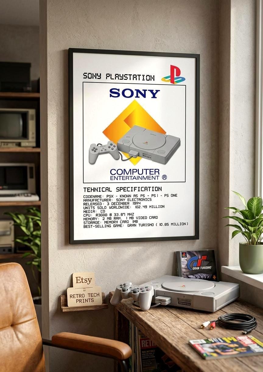 希少　店頭用　プレイステーション　PlayStation 販促ポスター レトロなゲーム機デコレーション、プレイステーションポスター、ソニー