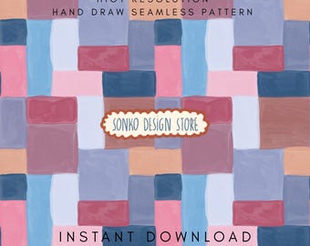 Patchwork seamless repeat pattern, Abstract digital paper, Boho fabric design