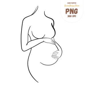Pregnant Woman Line Art PNG Clipart: Abstract Silhouette (Digital Download, 3000x3000px)