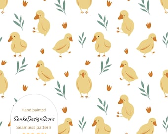 Ducklings Seamless Pattern, Children's Fabric, Nursery Decor (Digital)
