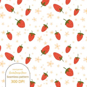 Erdbeeren Muster | Niedliches Sommer-Digitales Papier | Süßes Obst Print | Kommerzielle Nutzung