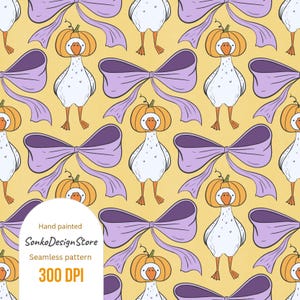 Funny geese Halloween seamless pattern, Halloween design for sublimation, Silly goose pattern, Cute Halloween design