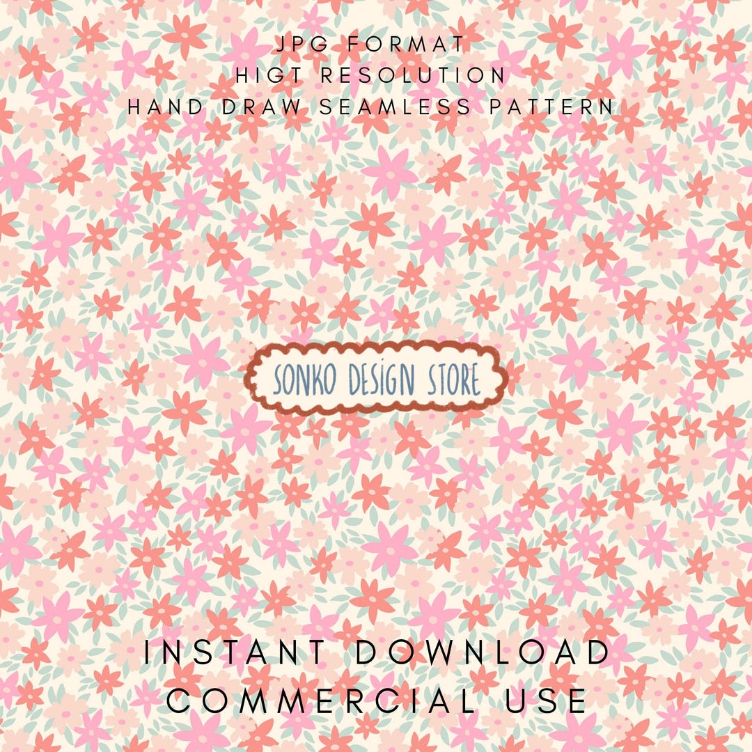Tiny Repeat Print Pattern Tiny Flowers Seamless Repeat Pattern, Retro Floral Digital Design ...