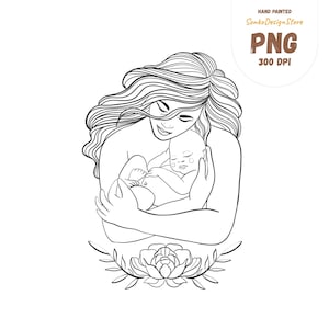 Mulher com bebê PNG, Desenho minimalista de mulher mãe, Arte de traço de mãe e bebê, Clipart de mulher grávida bonita