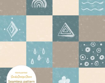 Boho Patchwork nahtlose Muster: kariertes Digitalpapier (Instant Download)