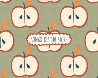 Apple seamless repeat pattern, Fruits Fabric design (printable sheet, commercial use)
