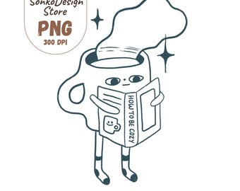 Cozy Homebody PNG: Hand-Drawn T-Shirt Design (Digital Download, Commercial Use Allowed)