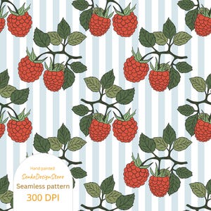 Himbeerzweig Nahtloses Muster Retro Digitales Design mit Beeren Stoffdesign Nahtloses Vintage-Muster für Sublimation