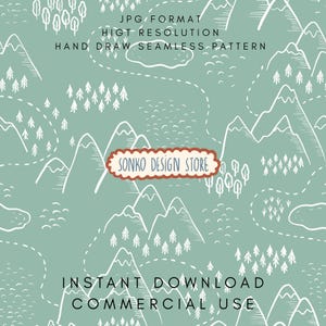 Retro Map doodle Seamless Pattern: Adventure Digital Paper (JPG Download 3000x3000 px)