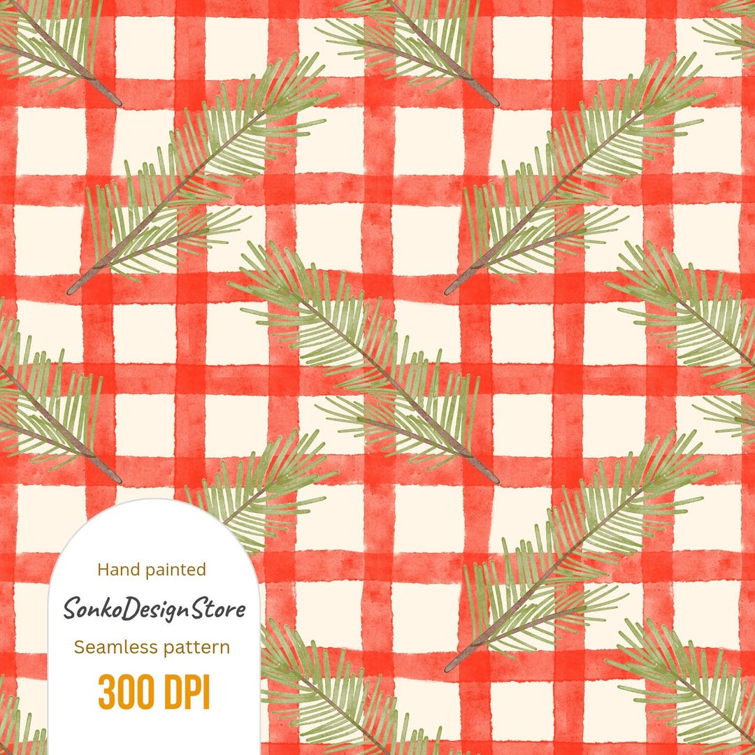 Red and Green Seamless Pattern, Hand Drawn Christmas Pattern ...