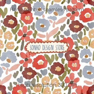 Naadloos herhalend tuinpatroon, retro bloemenstofontwerp, direct te downloaden jpeg-bestand