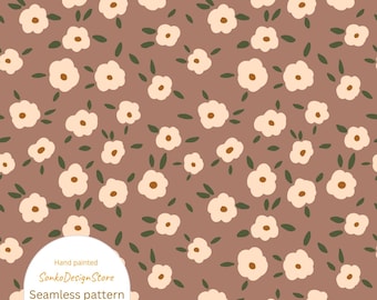 Retro Floral Pattern: Seamless Hand-Painted Summer Background (Digital Download)