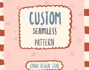 Custom seamless repeating pattern, Non-exclusive hand drawn custom digital art, Commercial use