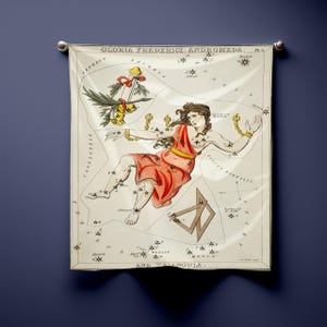 Andromeda Sterne Bandana, Vintage Star Map Schal, Sommerschal Urania,