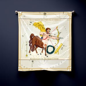 Schütze Sternzeichen Schal, Vintage Astrologie Kopftuch, himmlisches Geschenk für sie, Seidenhaar wickeln