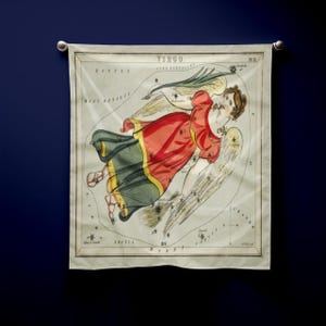 Jungfrau Sternzeichen Bandana - Vintage Sternenkarte Schal, Astrologie Geschenk, Uranias Spiegel inspiriert, Himmlischer Sommer Bandana