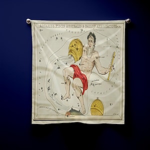 Wassermann Sternzeichen Bandana, Vintage Sternenkarte Schal, Astrologie Geschenk für Sie, Luftzeichen Sommer Accessoire, Horoskop Boho Bandana