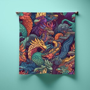 Dragon Bandana, Fantasy Scarf for Festivals, Mythical Creature Wrap, Gothic Alternative Accessory