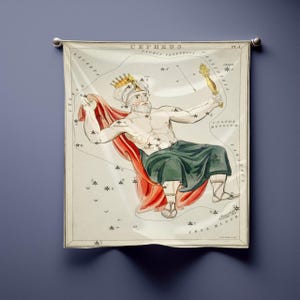 Cepheus Mythologie Sternenkarte Bandana - Beiges altes Geldtuch, Vintage himmlische Kunst aus Uranias Spiegel, Astronomie Geschenk