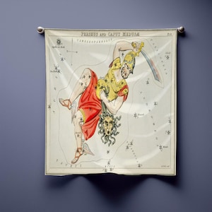 Perseus & Medusa Bandana, Mythologie Antike Kunst Schal, Himmlische Sternenkarte Halstuch von Uranias Spiegel