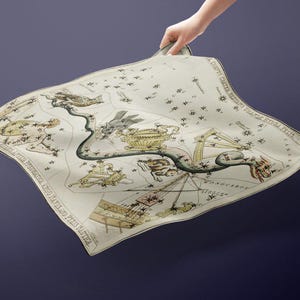 Noctua Bandana, Gidra Mifologie, Astronomie Sternenkarte, Urania Spiegel Celestial Schal, Old Cash Summer Style