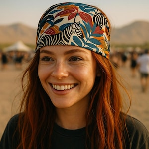 Safari Zebra Bandana, Tropischer Dschungel Print quadratischer Schal, mutiger Tier Sommer Urlaub Wrap