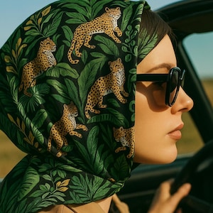 Tropical Leopard Bandana, Jungle Print Summer Neck Scarf