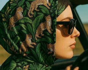 Tropisches Leopard Bandana, Dschungel Print Sommer Halstuch