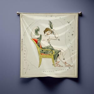 Cassiopeia Star Map Bandana – Antike Himmelkarte Schal, Beige Sommer Constellation Halstuch, Urania Spiegel Print