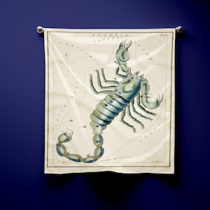Skorpion Sternzeichen Bandana, Vintage Skorpion Konstellation Schal, Himmlische Astrologie Kopftuch, Geschenk für November, Horoskop Bandana