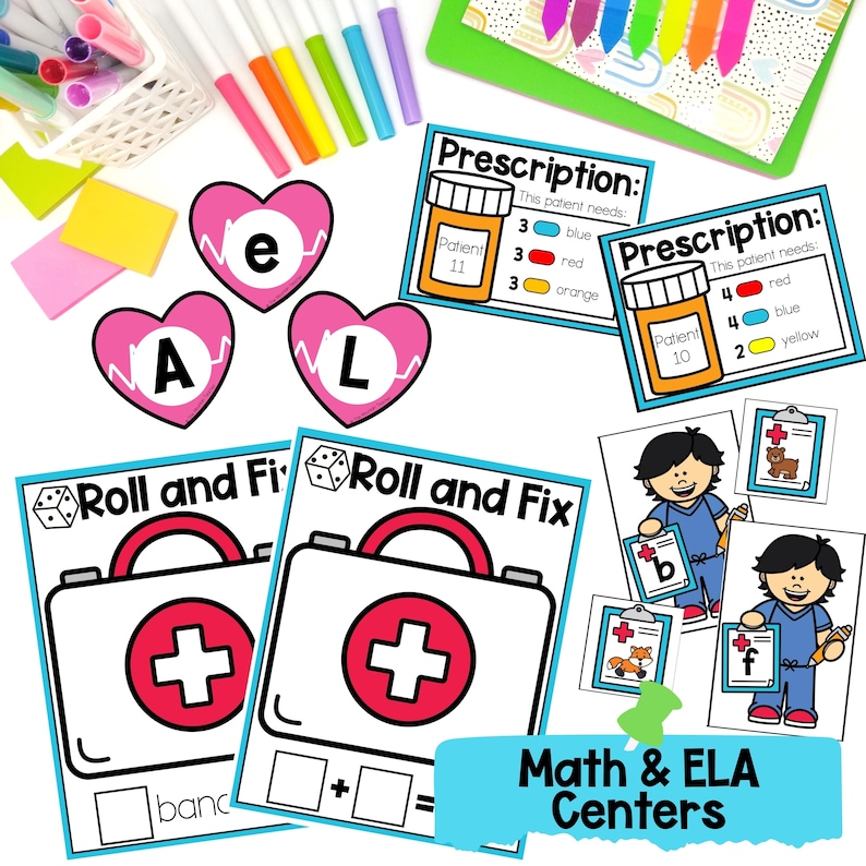 Doctor's Office Dramatic Play Printables Center, Hospital Posters, Cards, Games and Hands On Printables for the Home or Classroom