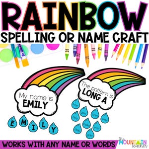 Rainbow Name Craft Kit for Kids, Name Writing Template for Toddlers, Editable Spelling Craft, or Homeschool Elementary Phonics Activity