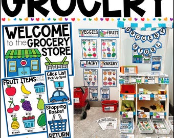 Grocery Store Dramatic Play Bundle - Supermarket Printables, Preschool & Toddler Activities for Homeschool Moms and Kindergarten Classrooms