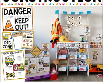 Construction Worker Zone Dramatic Play Bundle - Printables, Preschool & Toddler Activities for Homeschool Moms and Kindergarten Classrooms