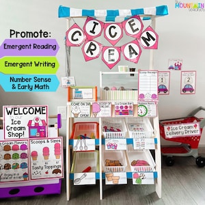 Ice Cream Shop Dramatic Play Bundle - Printables, Preschool & Toddler Activities for Homeschool Moms and Kindergarten Classrooms