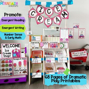 Ice Cream Shop Dramatic Play Bundle - Printables, Preschool & Toddler Activities for Homeschool Moms and Kindergarten Classrooms