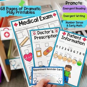 Doctor's Office Dramatic Play Printables Center, Hospital Posters, Cards, Games and Hands On Printables for the Home or Classroom