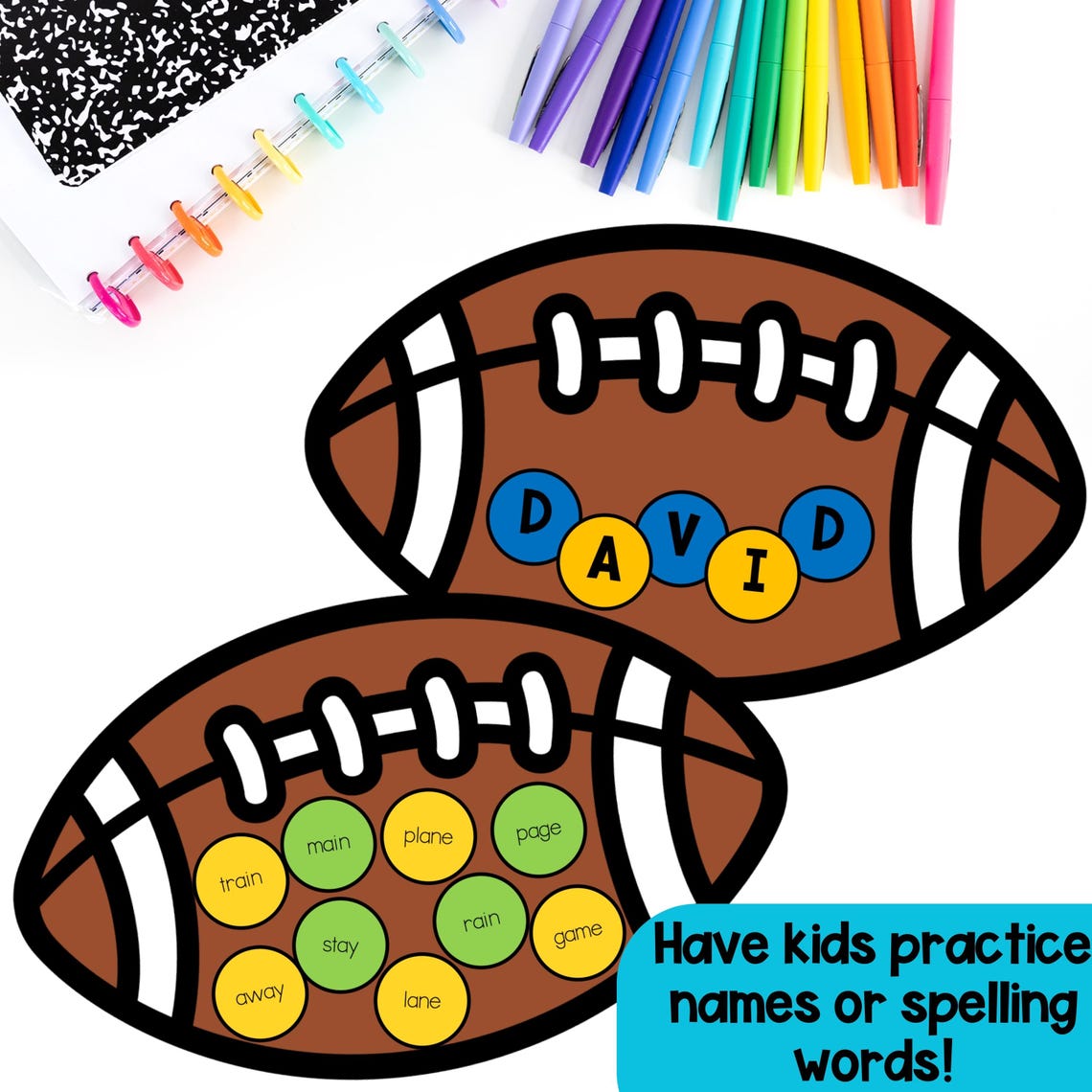 Football Name Spelling Craft Kit: Editable Phonics Activity (digital ...
