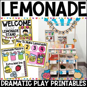 Lemonade Stand Dramatic Play Printables: Summer Role Play Activities for Kindergarten, Preschool, Toddlers and Homeschool (PDF Download)