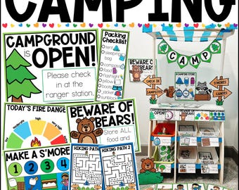 Camping Dramatic Play Bundle - Camp Site Printables, Preschool & Toddler Activities for Homeschool Moms and Kindergarten Classrooms