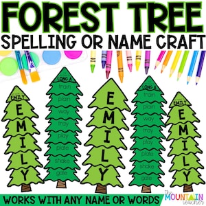 Tree Name Craft Kit for Kids, Name Writing Template for Toddlers, Editable Spelling Craft, or Homeschool Elementary Phonics Activity