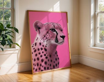 Pink Cheetah Art Print | Bold Animal Wall Decor