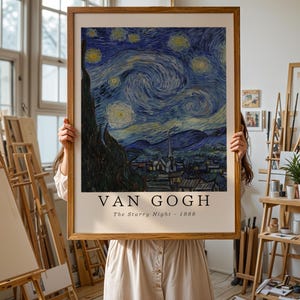 Van Gogh Sternennacht Kunstdruck - Vintage impressionistische Wandkunst, himmlischer Himmel Poster, klassisches Wohndekor, Kunstwerk von Museumsqualität