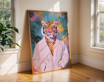 Impresión artística de tigre con túnica / Póster de animal peculiar