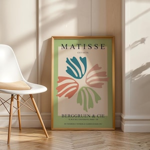 Matisse Cut Outs Print | Colorful Modern Abstract Leaf Wall Art, Henri Matisse Inspired Exhibition Poster, Mid Century Style Decor | Kitchen