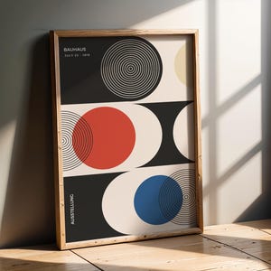 Bauhaus Circle Art Print | Abstract Geometric Poster | Modern Wall Decor with Organic Shapes | Mid Century Modern Minimalist Art | Office