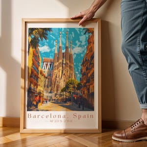 Barcelona Wandkunst | Sagrada Familia Druck | Spanien Reise Poster | Europäische Stadtansicht | Mediterran Wohn Dekor | Gaudi-Kunst