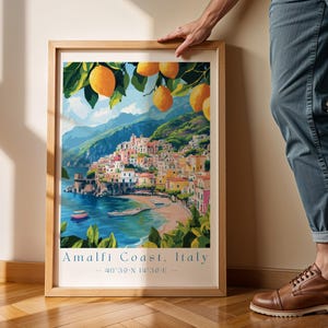 Amalfi Coast Italy Wall Art - Mediterranean Travel Print - Vibrant Seaside Landscape - Italian Coastal Home Decor & Gift