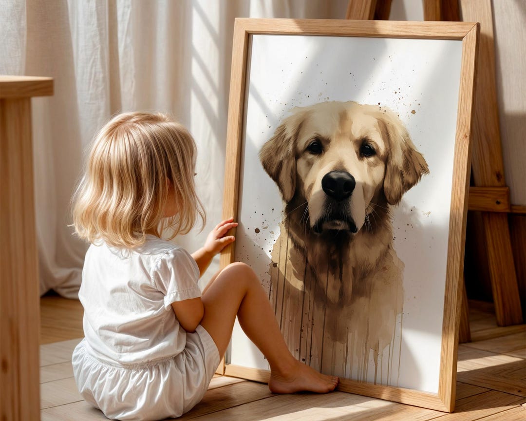 Golden Retriever Watercolour Print | Dog Portrait Wall Art - Etsy Israel, image size:1080x864