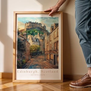 Edinburgh Scotland Wall Art - Historic Cityscape Print - Old Town Travel Poster - Scottish Home Decor - Edinburgh Castle Art